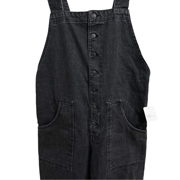 NWT Free People Fields of Flowers Wide Leg Overalls Vintage Black - Picture 4 of 7